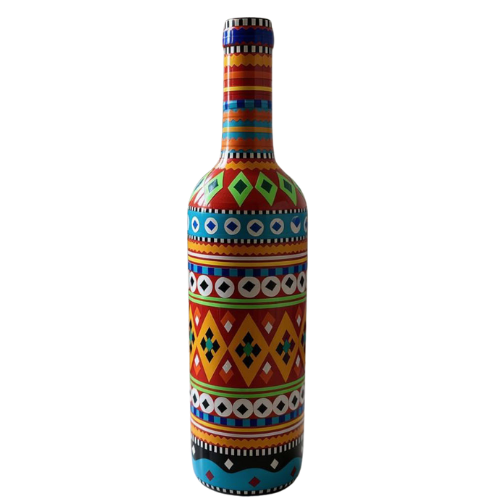 Traditional Truck Art Decorative Glass Bottle...