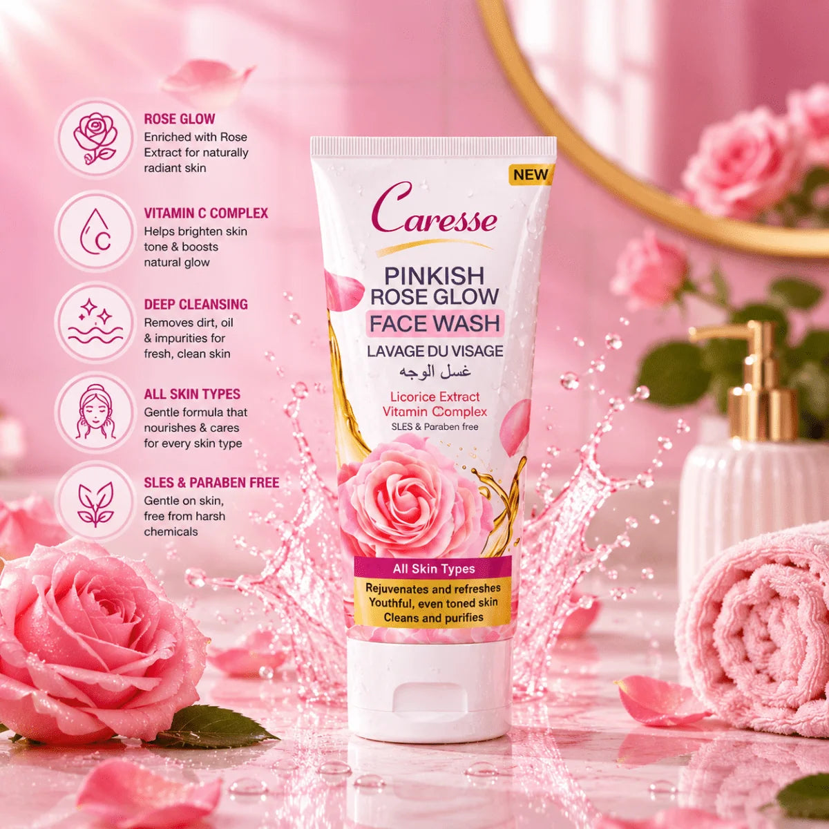 Pinkish Rose Face Wash - 100ml