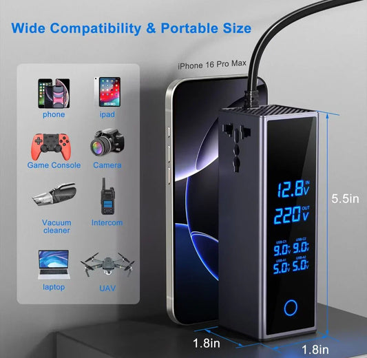 Car Power Inverter with Dual Sockets